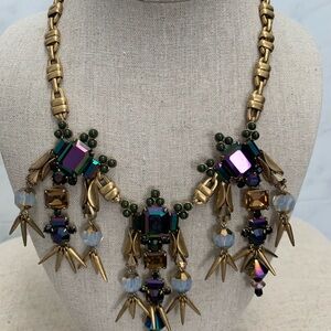 Elegant Gold and Multicolor Statement Necklace
